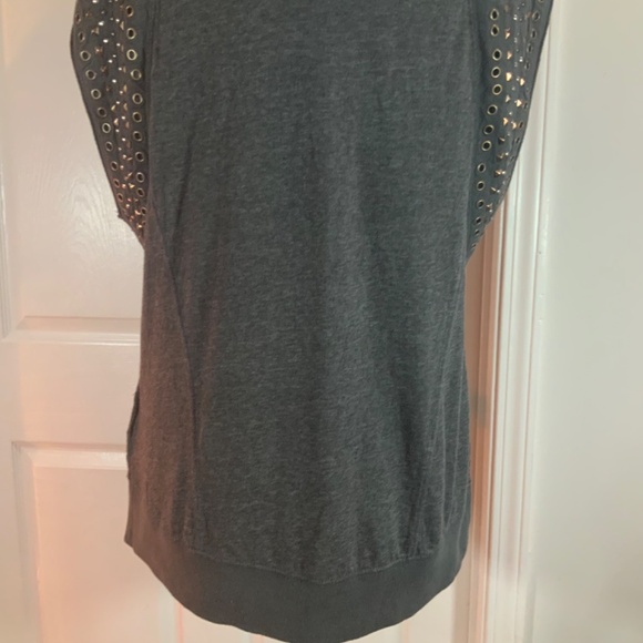 Free People Studded Sleeves Oversized Streetwear Gray Top Size XS - Picture 8 of 11